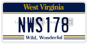 NWS178  license plate in WV