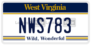 NWS783  license plate in WV