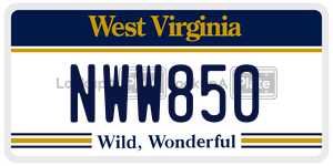 NWW850  license plate in WV