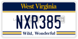 NXR385  license plate in WV