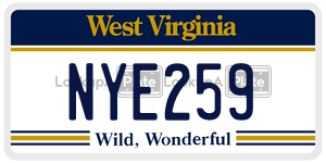 NYE259  license plate in WV