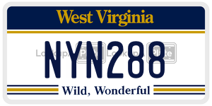 NYN288  license plate in WV