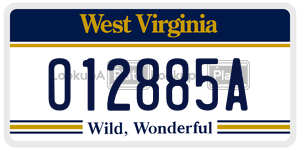 O12885A  license plate in WV