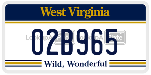 O2B965 license plate in West Virginia