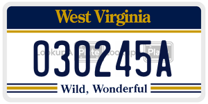O30245A  license plate in WV