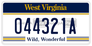 O44321A  license plate in WV