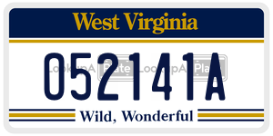 O52141A  license plate in WV
