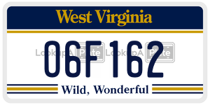 O6F162  license plate in WV