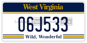 O6J533  license plate in WV