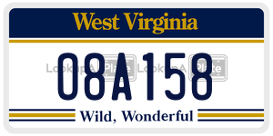 O8A158  license plate in WV