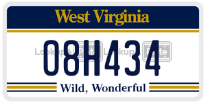 O8H434  license plate in WV