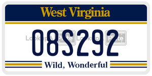 O8S292  license plate in WV