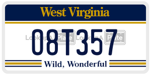 O8T357  license plate in WV