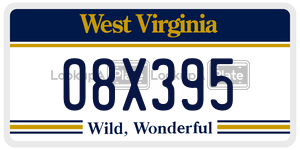 O8X395  license plate in WV