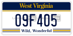 O9F405  license plate in WV