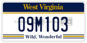 O9M103  license plate in WV