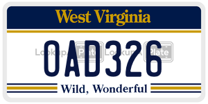 OAD326  license plate in WV