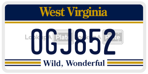OGJ852  license plate in WV