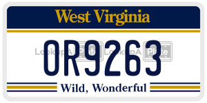 OR9263  license plate in WV