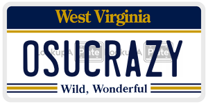 OSUCRAZY  license plate in WV