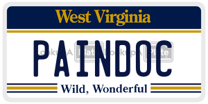 PAINDOC  license plate in WV