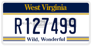 R127499  license plate in WV