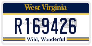 R169426  license plate in WV