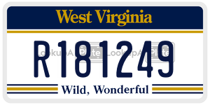 R181249  license plate in WV