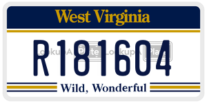 R181604  license plate in WV
