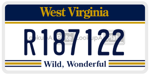 R187122  license plate in WV