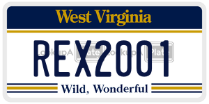 REX2001  license plate in WV
