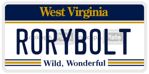 RORYBOLT  license plate in WV