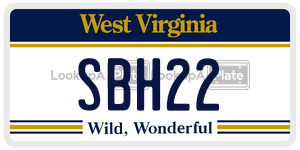 SBH22  license plate in WV