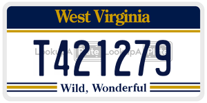 T421279  license plate in WV