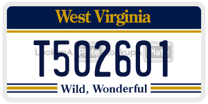 T502601  license plate in WV