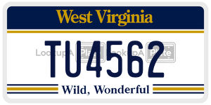 TU4562  license plate in WV