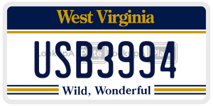 USB3994  license plate in WV