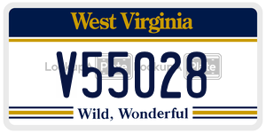V55028  license plate in WV
