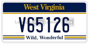 V65126  license plate in WV