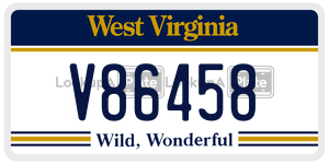 V86458  license plate in WV