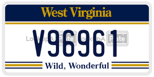 V96961  license plate in WV