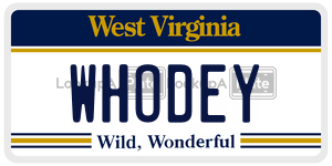 WHODEY  license plate in WV
