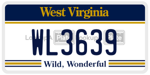 WL3639  license plate in WV