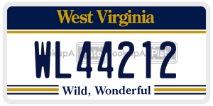 WL44212  license plate in WV