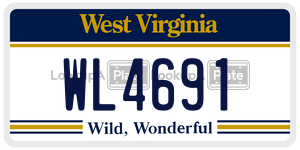 WL4691  license plate in WV