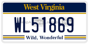 WL51869  license plate in WV