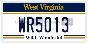 WR5013  license plate in WV