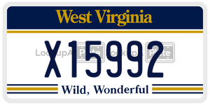 X15992  license plate in WV