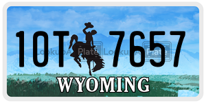 10T7657  license plate in WY