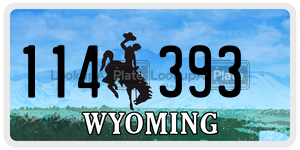 114393 license plate in Wyoming